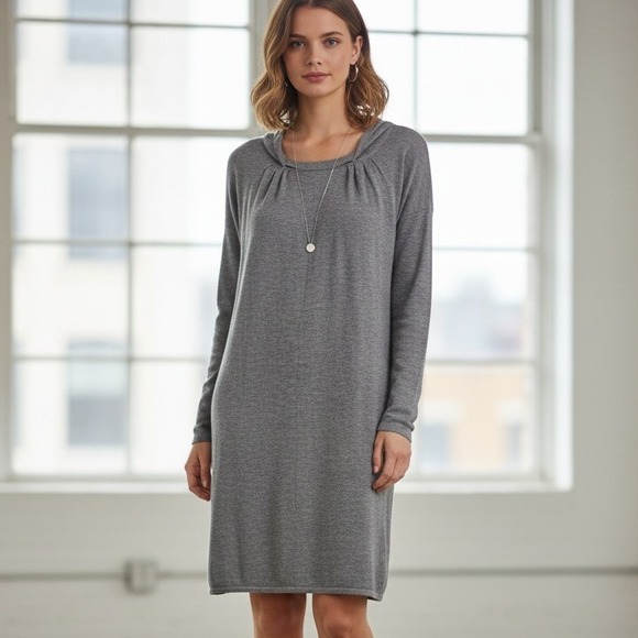 Vanessa Bruno Dress Womens Sz 2 Wool Cashmere Blend Gray Long Sleeve Minimalist - Picture 1 of 10